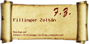 Fillinger Zoltán névjegykártya